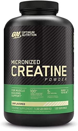 Optimum Nutrition Micronized Creatine Monohydrate Powder, Unflavored, Keto Friendly, 120 Servings (Packaging May Vary)