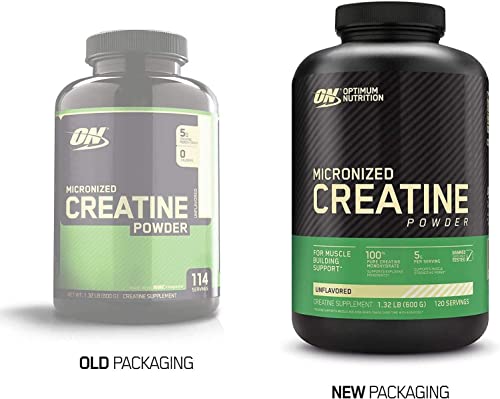 Optimum Nutrition Micronized Creatine Monohydrate Powder, Unflavored, Keto Friendly, 120 Servings (Packaging May Vary)