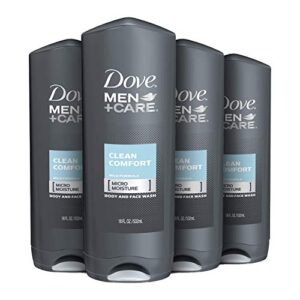 dove men+care body and face wash for healthier and stronger skin clean comfort effectively washes away bacteria while nourishing your skin 18 oz 4 count (packaging may vary)