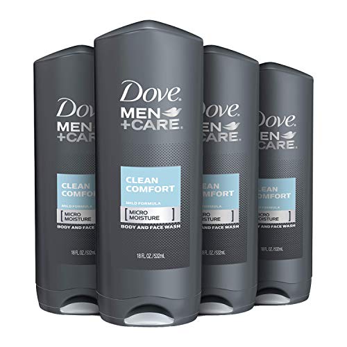 Dove MEN+CARE Body and Face Wash for Healthier and Stronger Skin Clean Comfort Effectively Washes Away Bacteria While Nourishing Your Skin 18 oz 4 Count (Packaging may vary)