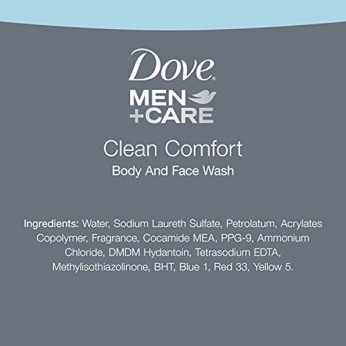 Dove MEN+CARE Body and Face Wash for Healthier and Stronger Skin Clean Comfort Effectively Washes Away Bacteria While Nourishing Your Skin 18 oz 4 Count (Packaging may vary)