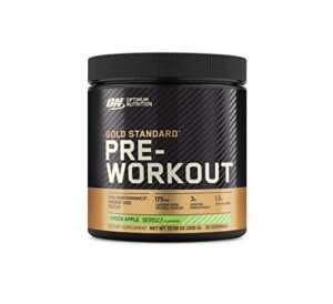optimum nutrition gold standard pre workout with creatine, beta-alanine, and caffeine for energy, flavor: green apple, 30 servings (packaging may vary), powder