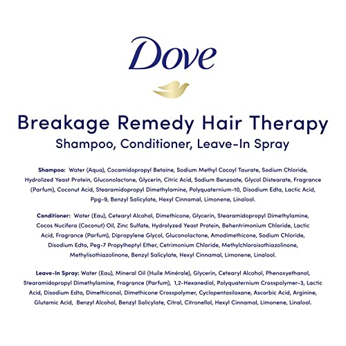 Dove Hair Therapy Shampoo, Conditioner and 7-in-1 Hairspray for Damaged Hair Breakage Remedy with Nutrient-Lock Serum