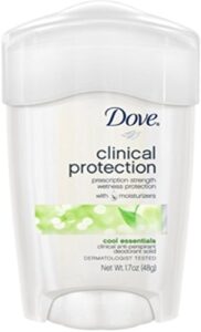 dove clinical protection anti-perspirant deodorant solid, cool essentials 1.70 oz (pack of 3)