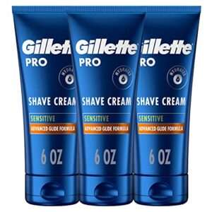 gillette pro shaving cream for men, sensitive skin, protect from irritation, pack of 3, 6oz each