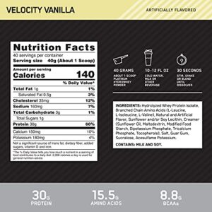 Optimum Nutrition Platinum Hydrowhey Protein Powder, 100% Hydrolyzed Whey Isolate Powder, Flavor: Velocity Vanilla, 3.5 Pounds (Packaging May Vary)