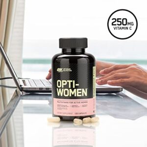 Optimum Nutrition Opti-Women, Vitamin C, Zinc and Vitamin D for Immune Support Womens Daily Multivitamin Supplement with Iron, Capsules, 120 Count