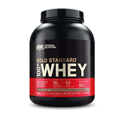 Optimum Nutrition Gold Standard 100% Whey Protein Powder, Chocolate Malt, 5 Pound (Packaging May Vary)