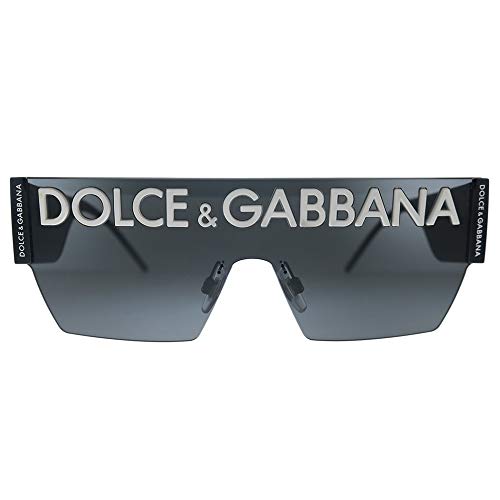 Dolce & Gabbana DG 2233 01/87 Black Metal Square Sunglasses Grey Gradient Lens