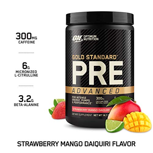 Optimum Nutrition Gold Standard Pre Workout Advanced Powder, with Creatine, Beta-Alanine, Micronized L-Citrulline and Caffeine for Energy, Keto Friendly, Strawberry Mango Daiquiri, 20 Servings