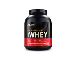 optimum nutrition gold standard 100% whey protein powder, strawberry banana, 5 pound (packaging may vary)