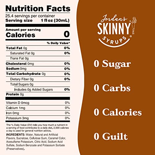 Jordan's Skinny Syrups, Cinnamon Dolce Coffee Syrup, Sugar Free, 25.4 Ounces (Pack of 2), Zero Calorie Drink Flavoring & Mixes