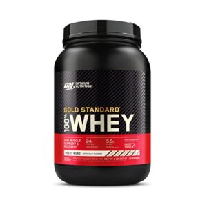 optimum nutrition gold standard 100% whey protein powder, rocky road, 2 pound (packaging may vary)
