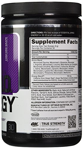 Optimum Nutrition Essential Amino Energy Concord Grape - 30 Servings, 9.5 oz