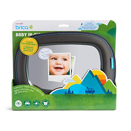 Munchkin Brica Baby In-Sight Car Mirror, Crash Tested and Shatter Resistant , Gray , 12.75x10 Inch (Pack of 1)