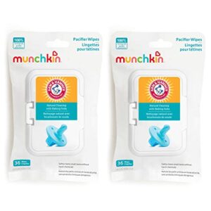 munchkin arm & hammer pacifier wipes – safely cleans baby and toddler essentials, 2 pack, 72 wipes