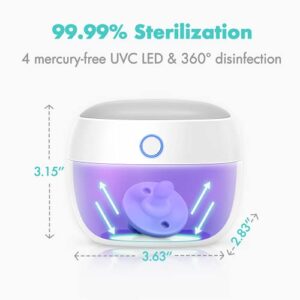 Papablic Portable UV Light Sterilizer, Mini UV-C Sanitizer Box for Pacifier and More, 99.99% Sterilization in 59 Seconds, USB Rechargeable