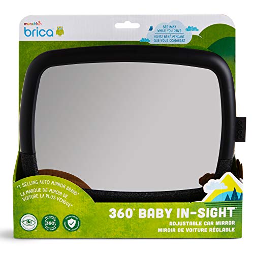 Munchkin® Brica® 360 Pivot Baby in-Sight® Wide Angle Adjustable Car Mirror, Crash Tested and Shatter Resistant, Black