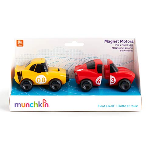 Munchkin® Magnet Motors™ Mix and Match Cars Toddler Bath Toy, 2 Pack, Red/Yellow