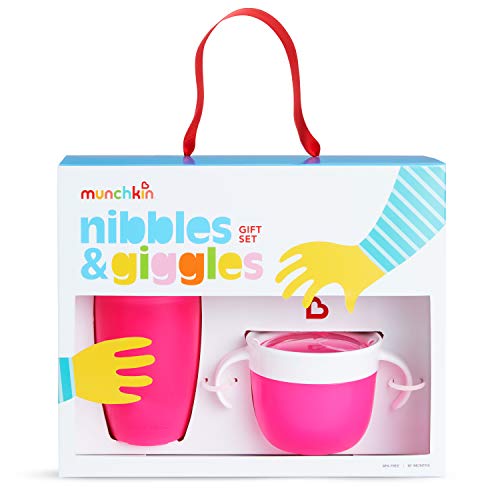 Munchkin® Nibbles & Giggles Toddler Gift Set, Includes 10oz Miracle 360 Cup and Snack Catcher, Pink