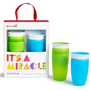 munchkin® it’s a miracle! 360 sippy cup gift set, includes 10oz & 14oz miracle® 360 cup, blue/green