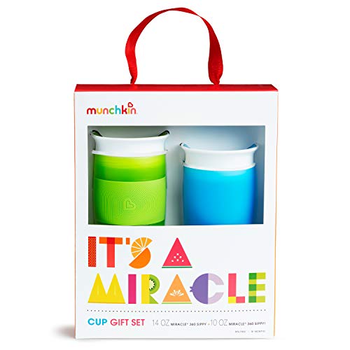 Munchkin® It's a Miracle! 360 Sippy Cup Gift Set, Includes 10oz & 14oz Miracle® 360 Cup, Blue/Green