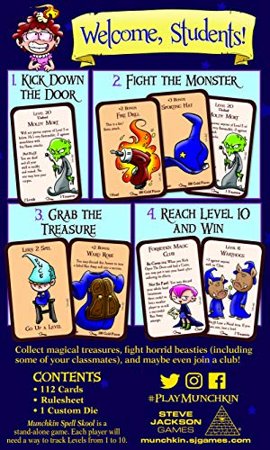 Steve Jackson Games Munchkin Spell Skool Card Game | Family Card Game | Adult, Kids, & Family Game | Fantasy Adventure Card Game | Roleplaying Game | Ages 10+ | 3-4 Players | Avg Play Time 60 Min