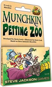 steve jackson games munchkin petting zoo card game (mini-expansion) | 30 cards | adults, kids, & family game | fantasy adventure roleplaying game | ages 10+ | 3- 6 players | avg play time 120 min