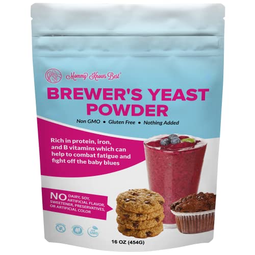 Brewers Yeast Powder for Lactation - Mommy Knows Best Brewer's Yeast for Breastfeeding Mothers - Mild Nutty Flavored Unsweetened and Debittered - 1 lb