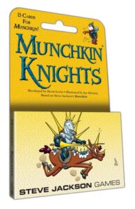 steve jackson games munchkin knights card game (mini-expansion) | 15 cards | adult, kids, & family game | fantasy adventure roleplaying game | ages 10+ | 3-6 players | avg play time 120 min | from