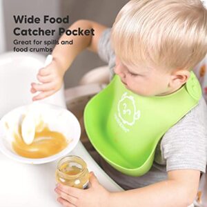 2-Pack Baby Silicone Bibs, Waterproof, Easy Wipe Silicone Bib for Babies, Toddlers, Baby Feeding Bibs with Large Food Catcher Pocket, Travel Bibs for Baby Girl, Boy, Food Grade BPA Free (Cloud Nine)