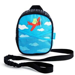 brica by-my-side toddler safety harness backpack with leash, owl, blue