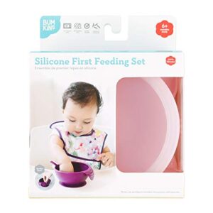Bumkins Suction Silicone Baby Feeding Set, Bowl, Lid, Spoon, BPA-Free, First Feeding, Baby Led Weaning - Pink(Pack of 1)