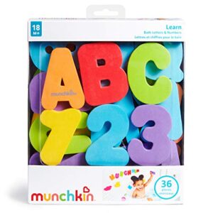 Munchkin® Play and Learn Toddler Bath Toys Set - Includes Foam Alphabet Letters, Numbers and Bath Crayons