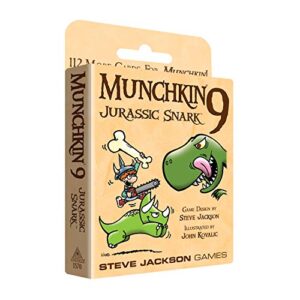 steve jackson games munchkin 9 – jurassic snark card game (expansion) |112-card expansion | adults, kids, & family game | fantasy adventure rpg | ages 10+ | 3-6 players | avg play time 120 min