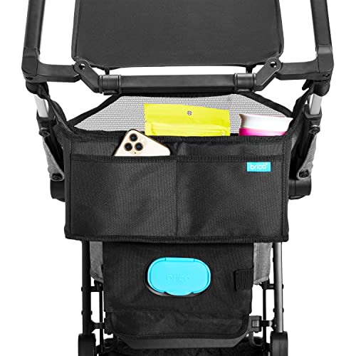 Munchkin® Brica® Stroller Organizer Bag - Universal Fit with Cup Holders, Wipes Case and Adjustable Non-Slip Velcro Straps, Black