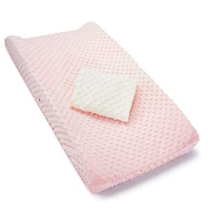 munchkin® diaper changing pad covers, 2 pack, pink/white – fits standard contoured changing pads