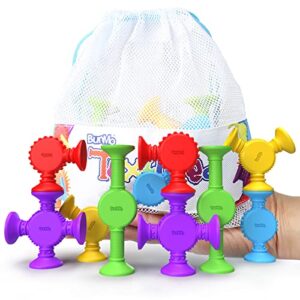 bunmo sensory suction bath toys 10pcs | connect, build, create | mold free bath toys | hours of fun & creativity | montessori toys | sensory toys | baby easter basket stuffers for babies
