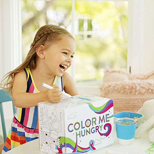 Munchkin® Color Me Hungry 7pc Toddler Feeding Supplies Set, Includes Plates, Bowl, Open Cup and Utensils in a Gift Box, Blue