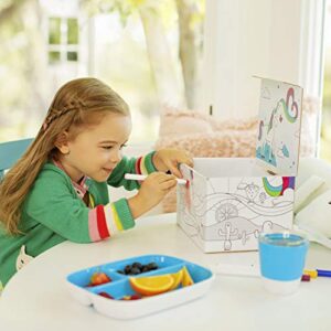 Munchkin® Color Me Hungry 7pc Toddler Feeding Supplies Set, Includes Plates, Bowl, Open Cup and Utensils in a Gift Box, Blue