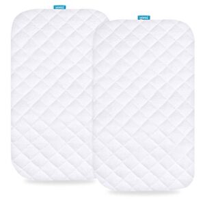 waterproof bassinet mattress pad cover compatible with maxi-cosi iora/swift lightweight portable bassinet, 2 pack, ultra soft bamboo surface, breathable and easy care