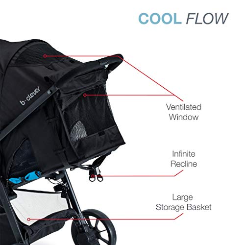 Britax B-Clever Compact Stroller, Cool Flow Teal - One Hand Fold, Ventilated Seating Area, All Wheel Suspension