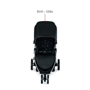 Britax B-Lively Lightweight Stroller, Raven - One Hand Fold, Large UV50+ Canopy, All Wheel Suspension