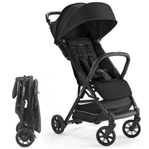inglesina quid baby stroller – lightweight at 13 lbs, travel-friendly, ultra-compact & folding – fits in airplane cabin & overhead – for toddlers from 3 months to 50 lbs – large canopy, onyx black