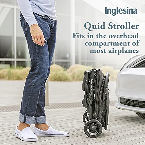 Inglesina Quid Baby Stroller - Lightweight at 13 lbs, Travel-Friendly, Ultra-Compact & Folding - Fits in Airplane Cabin & Overhead - for Toddlers from 3 Months to 50 lbs - Large Canopy, Onyx Black