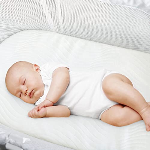 Baby Bassinet Mattress Topper(20" x 30") Fit for Graco Travel Lite, My View 4 in 1, Cloud Baby & Maxi-Cosi Swift Lightweight Bassinet,Waterproof Rectangle Replacement Pad with Removable Mattress Cover