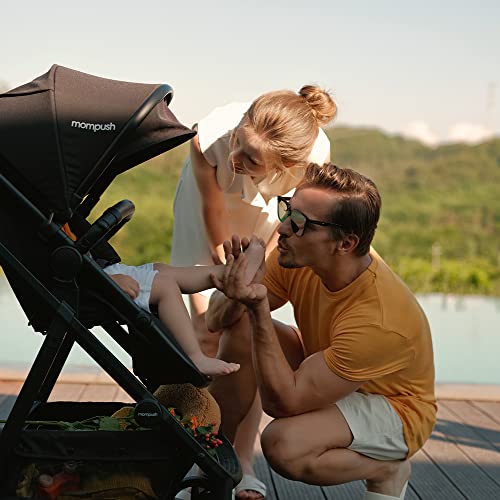 Mompush Meteor 2 Baby Stroller 2-in-1 with Bassinet Mode - Compatible with Major Infant Car Seat, Adapter Included - Stable Bassinet Stroller Combo, Full-Size Baby Strollers for Family Outings