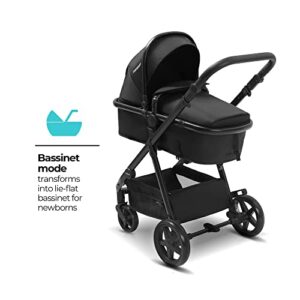 Mompush Meteor 2 Baby Stroller 2-in-1 with Bassinet Mode - Compatible with Major Infant Car Seat, Adapter Included - Stable Bassinet Stroller Combo, Full-Size Baby Strollers for Family Outings