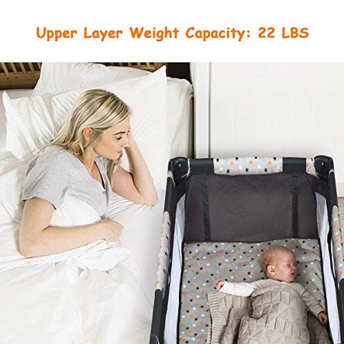 BABY JOY Foldable Baby Playard, Double Layer Pack and Play with Breathable Mattress, Lightweight Installation-Free Home Baby Playpen with Carry Bag, Portable Travel Crib from Newborn to Toddlers