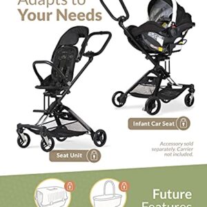 Unilove On The Go 2-in-1 Lightweight and Frame Stroller with Reversible Toddler Seat, Bubble Black
